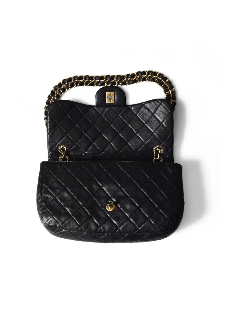 Chanel Precious Gem Encrusted Turnlock Single Flap Bag Black Lambskin